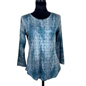 David Cline Vtg Y2K Blue Rhinestone Mcbling Boho Whimsigoth Long Sleeve Sz M